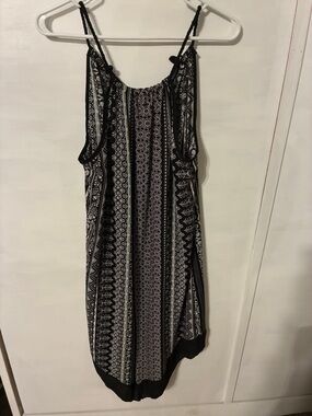 Black & White Printed Spaghetti-Strap Mini Dress